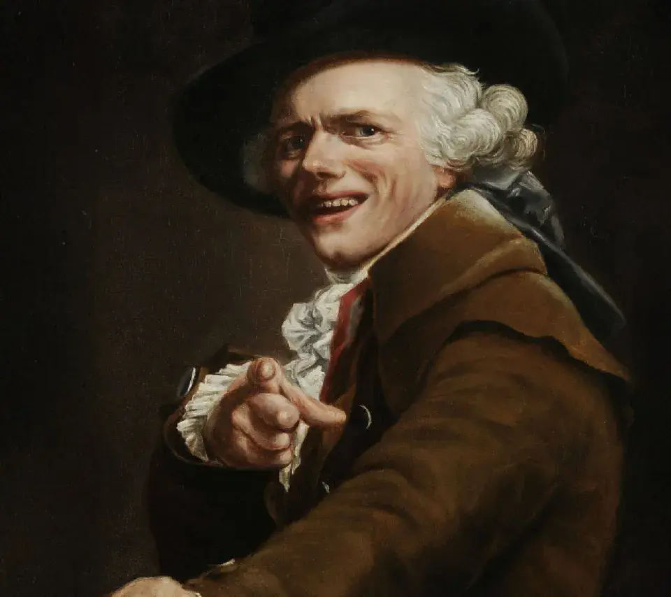 Joseph DUCREUX, Autoportrait en moqueur