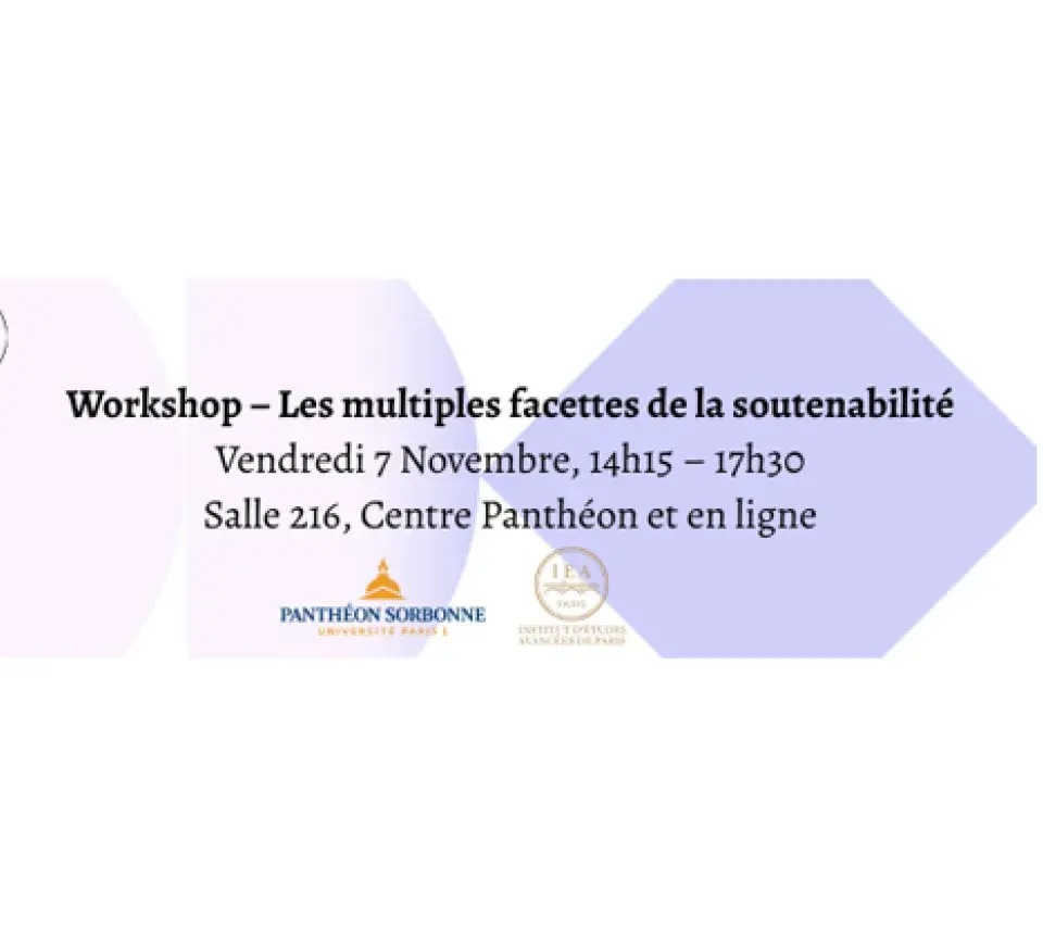 Workshop « Les multiples facettes de la soutenabilité » Vendredi 7 novembre 2025 de 14h15 à 17h30, Salle 216 Centre Panthéon