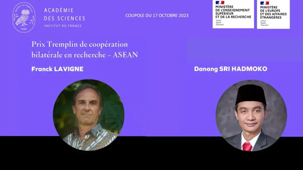 Académie des sciences, Institut de France - Coupole 17 octobre 2023 - Prix Tremplin de coopération bilatérale en recherche ASEAN de l’Académie des sciences - Franck Lavigne et Danang Sri Hadmoko