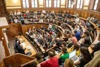 Conférence de Michael Sandel dans l’amphithéâtre Bachelard de la Sorbonne